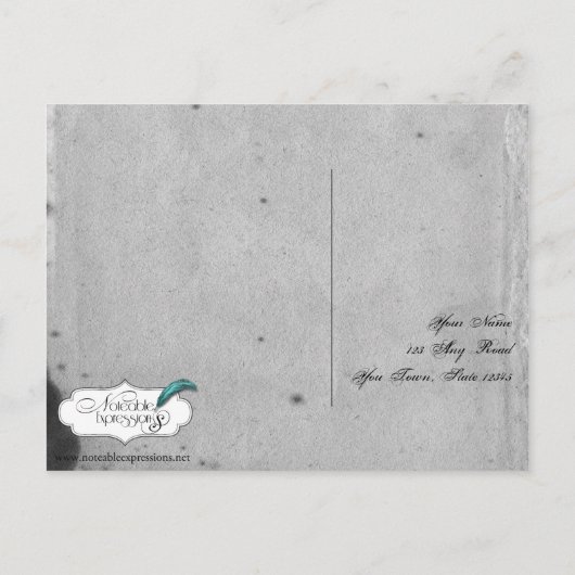 Paarse Gotische Uil Posh RSVP Briefkaart (Achterkant)