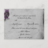 Paarse Gotische Uil Posh RSVP Briefkaart (Voorkant)