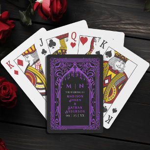 Paarse gotische vampier kathedraal bruiloft gunst pokerkaarten