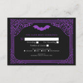Paarse Gotische Vampier Kathedraal bruiloft RSVP Informatiekaartje (Voorkant)