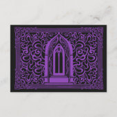 Paarse Gotische Vampier Kathedraal bruiloft RSVP Informatiekaartje (Achterkant)