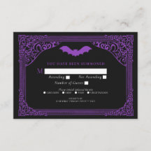 Paarse Gotische Vampier Kathedraal bruiloft RSVP