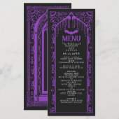 Paarse Gotische Vampier Kathedraal Wedding Menu (Voorkant / Achterkant)
