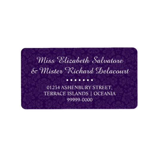 Paarse Gotische Victoriaans Bruiloft Adresetikette Etiket (Voorkant)