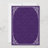 Paarse Gotische Victoriaans Damask Wedding Invites Kaart (Achterkant)