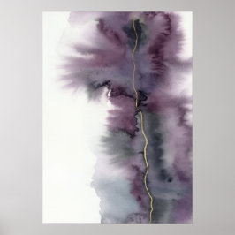 Paarse Goud Abstract Aquarel Poster
