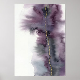 Paarse Goud Abstract Aquarel Poster