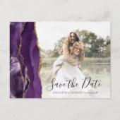 Paarse Goud Agaat Aangepaste Foto Bewaar de Datum Briefkaart (Voorkant)