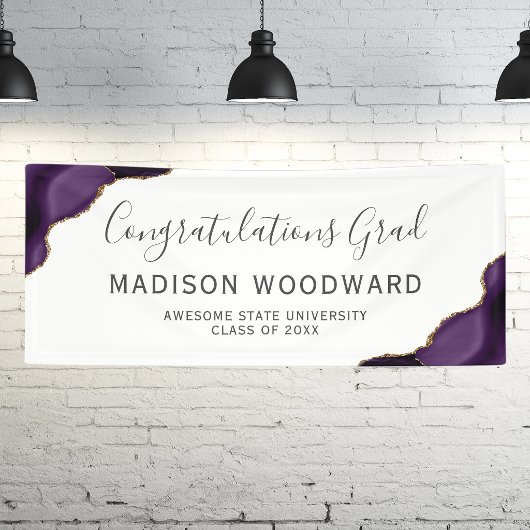 Paarse Goud Agaat Felicitaties Afstuderen Spandoek