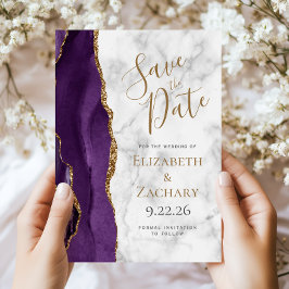Paarse Goud Agaat Marmer Bewaar de Datum Kaart