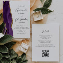 Paarse Goud Agaat QR Code Bruiloft