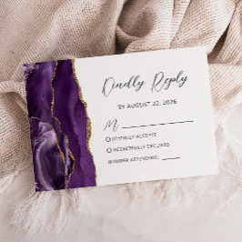 Paarse Goud Agaat Schrift Trouw RSVP Kaart