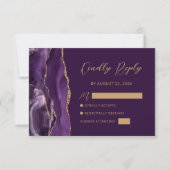 Paarse Goud Agaat Script Trouw RSVP Kaart (Voorkant)