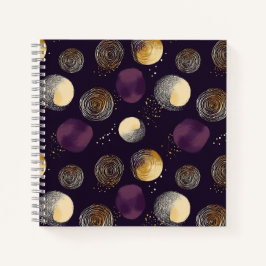 Paarse Goud Boho Abstracte Cirkels Patroon Notitieboek