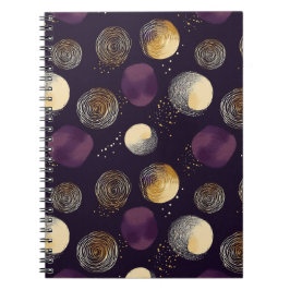 Paarse Goud Boho Abstracte Cirkels Patroon Notitieboek