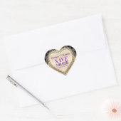Paarse Goud Brokaat Save the Date Sticker (Envelop)