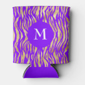 Paarse Goud Dierenprint Chique Glam Monogram Naam Blikjeskoeler (Voorkant)