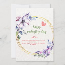 paarse goud-esthetische bloem valentijnskaart feestdagenkaart