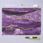 Paarse Goud Glitter Marmer Uw Naam Tissuepapier (Craft)