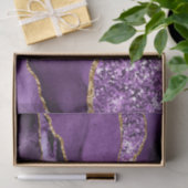 Paarse Goud Glitter Marmer Uw Naam Tissuepapier (Geschenk)
