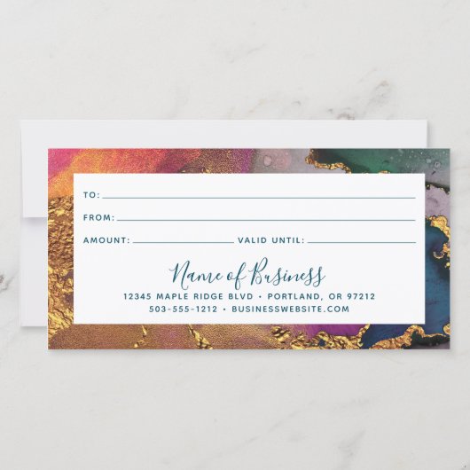 Paarse Goud Groen Blauw Waterverf Cadeaubon (Achterkant)