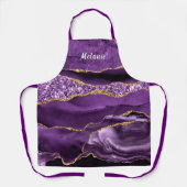 Paarse Goud Marmer Aangepaste Naam Schort Gift (Voorkant)