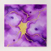 Paarse Goud Marmer Abstract Patroon Legpuzzel (Horizontaal)