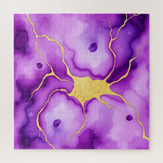Paarse Goud Marmer Abstract Patroon Legpuzzel (Verticaal)
