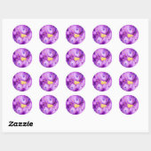 Paarse Goud Marmer Abstract Patroon Ronde Sticker (Vel)