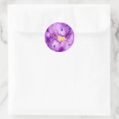 Paarse Goud Marmer Abstract Patroon Ronde Sticker (Tas)