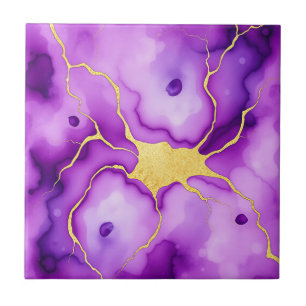 Paarse Goud Marmer Abstract Patroon Tegeltje