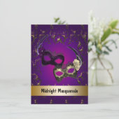 Paarse Goud Maskerade Prom Kaart (Staand voorkant)