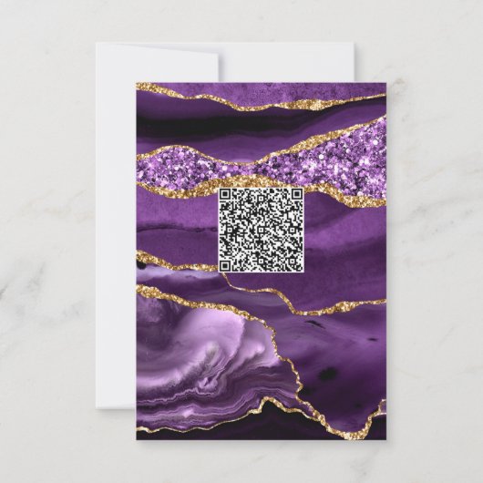 Paarse Goud Uw QR code wenst Jubileum Kaart (Achterkant)