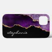 Paarse Goud Waterverf Agate Gepersonaliseerd Case-Mate iPhone Case (Achterkant (horizontaal))