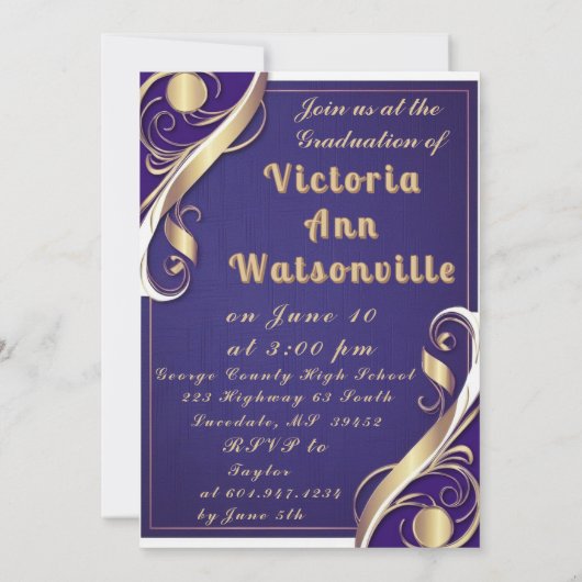 Paarse Goud Wit Afstuderen 2025 Kaart (Achterkant)