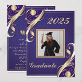 Paarse Goud Wit Afstuderen 2025 Kaart (Voorkant / Achterkant)