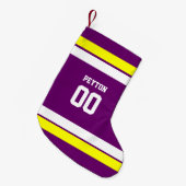 Paarse, Goud & Wit Football Team Gepersonaliseerd Kleine Kerstsok (Voorkant (Hangend))