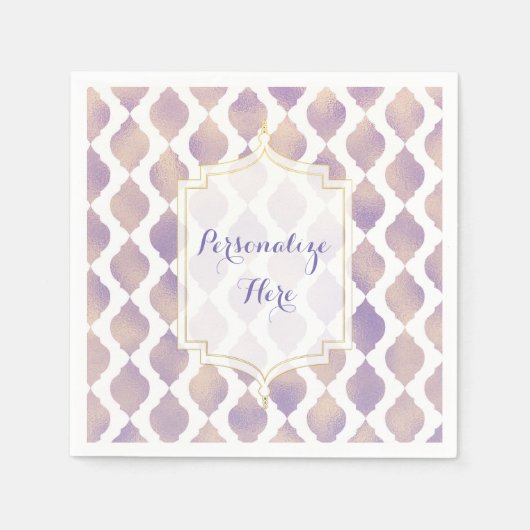 Paarse Goud & Wit Marokkaans Modern Bruiloft Servet (Voorkant)