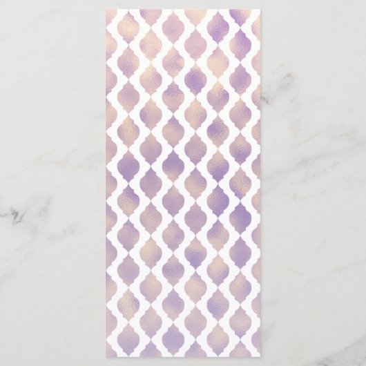 Paarse Goud & Wit Marokkaans Modern Menu Kaart (Achterkant)