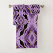 Paarse Goud Zwart Abstract Bad Handdoek (Insitu)