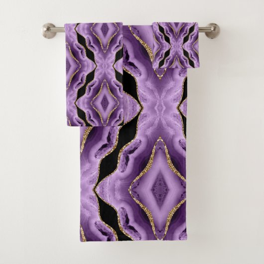 Paarse Goud Zwart Abstract Bad Handdoek (Insitu)