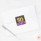 Paarse goudballonnen 500e verjaardag vierkante sticker (Envelop)