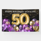 Paarse goudballonnen 500ste verjaardag spandoek (Horizontaal)