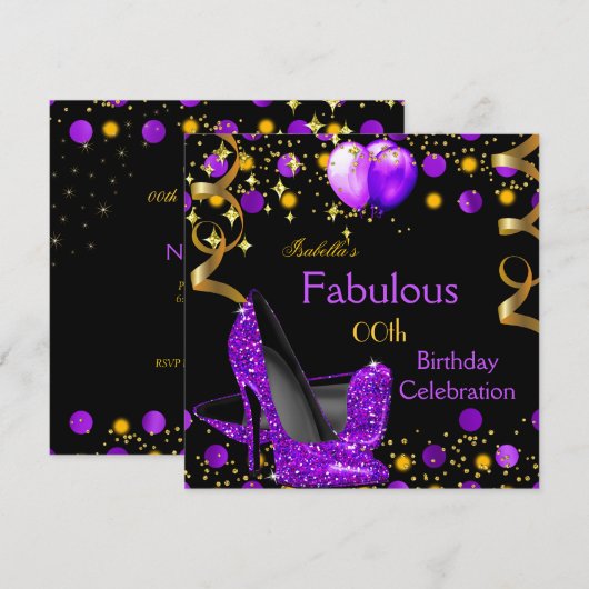 Paarse goudballonnen op hoog niveau kaart (Voorkant / Achterkant)