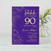 Paarse goudbeurs 90e verjaardag kaart (Staand voorkant)
