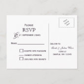 paarse goudbijtende sneeuwvlokken Winterbruiloft R Uitnodiging Briefkaart (Achterkant)