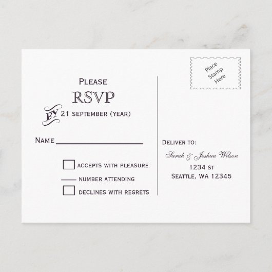 paarse goudbijtende sneeuwvlokken Winterbruiloft R Uitnodiging Briefkaart (Achterkant)