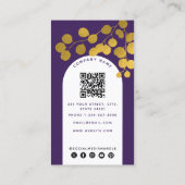 Paarse goudbladeren Moderne Arch QR-code Visitekaartje (Achterkant)