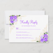 Paarse goudbloedige Waterverf RSVP Kaartje (Voorkant)