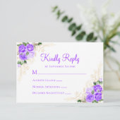 Paarse goudbloedige Waterverf RSVP Kaartje (Staand voorkant)